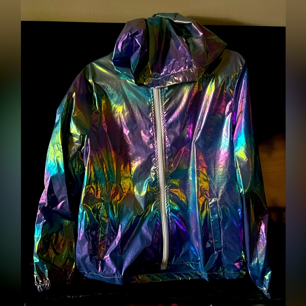 Cute Prism colored kids hoodie with bottom hidden draw strings for sinching!